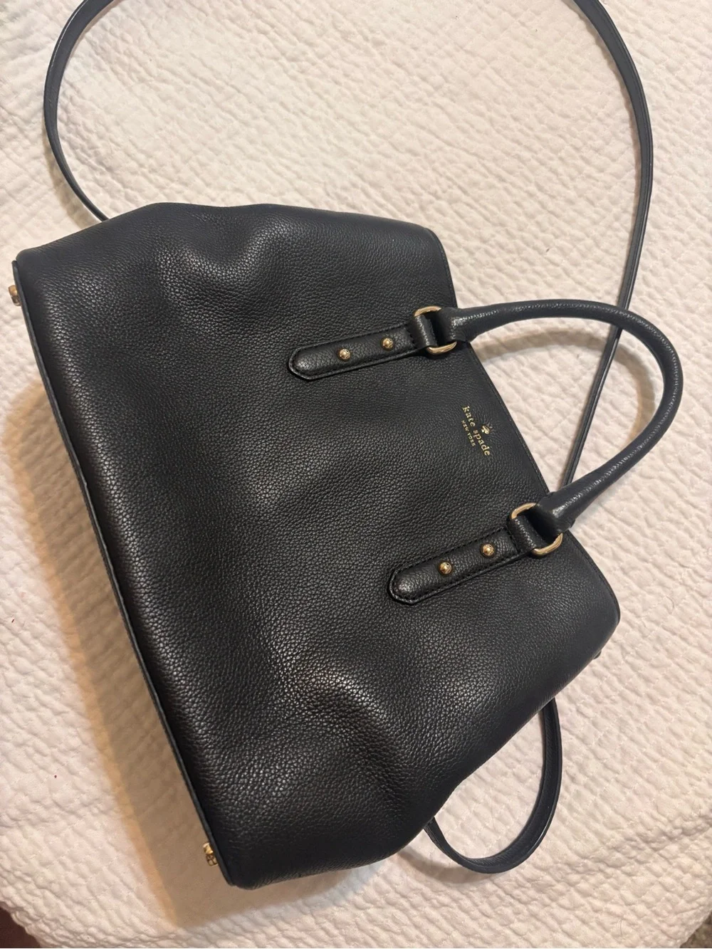 kate spade Black Pebbled Leather Satchel with Crossbody Strap